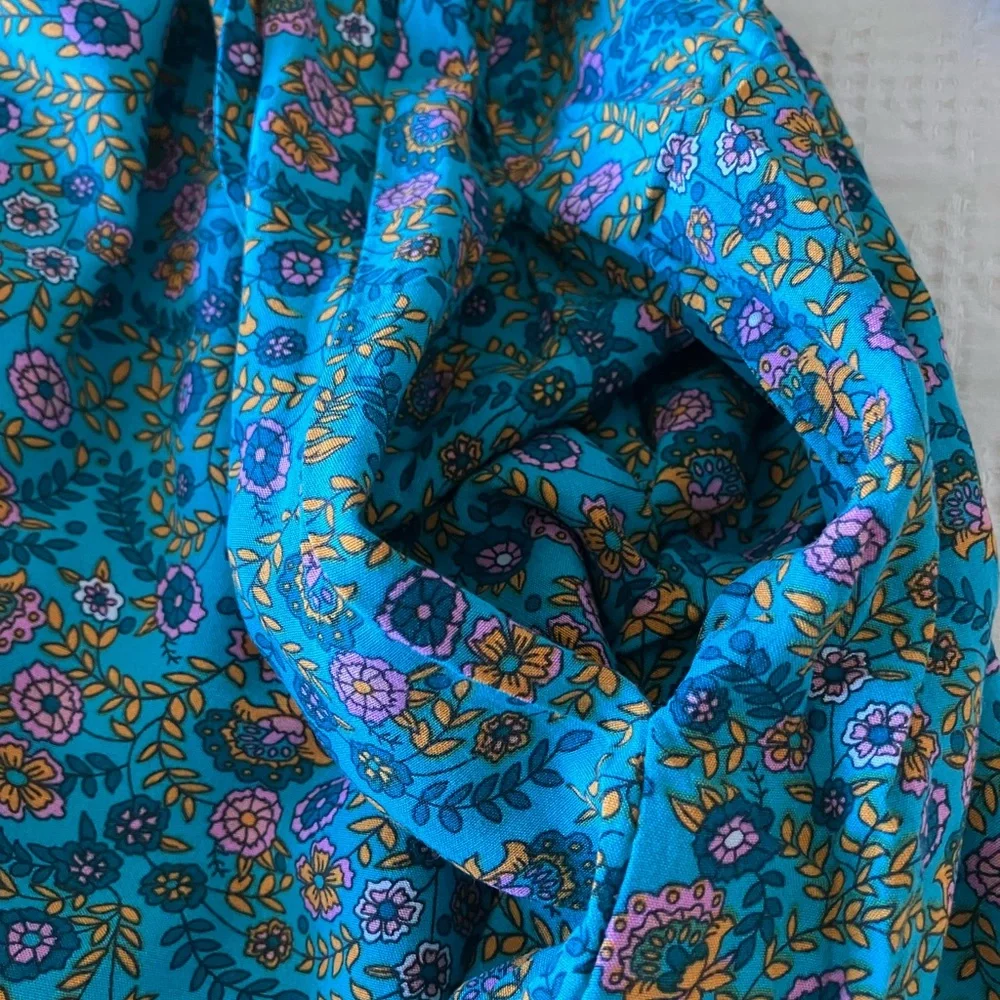 NATURAL LIFE Blue Floral Dolman Rayon V-Neck Mini Dress Size XS - Picture 8 of 10